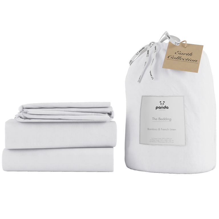 Panda London 100 Bamboo French Linen Bedding Earth Collection in Coconut White