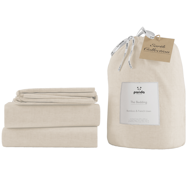 Panda London 100 Bamboo French Linen Bedding Earth Collection in Natural