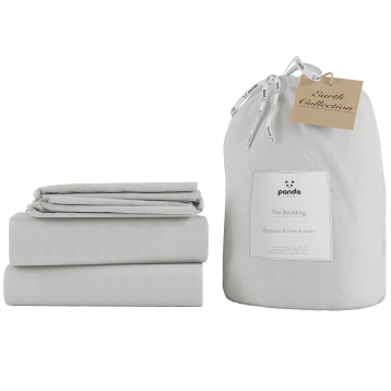 Panda London 100% Bamboo French Linen Bedding in Silver Lining Grey